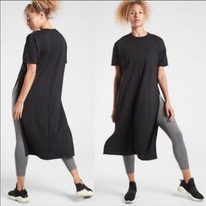 Athleta Sedona Slit Crew Neck Tunic Top Long Athleisure Cozy Fleece MEDIUM